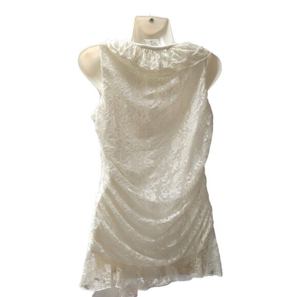 Jolibel Sleeveless White Lace Top with Ruffles Size M - Picture 2 of 8